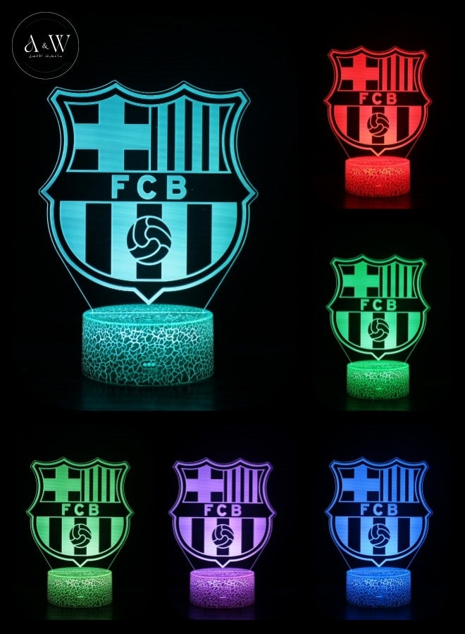 A&W Barcelona 3D Night Light, Illusion Lamp, LED Gaming Lights with RGB 16 Color Changing, 4 Dynamic Flashing Modes, 1–24H Timer Off, Remote Control & Touch - Football Fans Gift & Bedroom Decor, Gaming Decor, Room Decoration - Image 1
