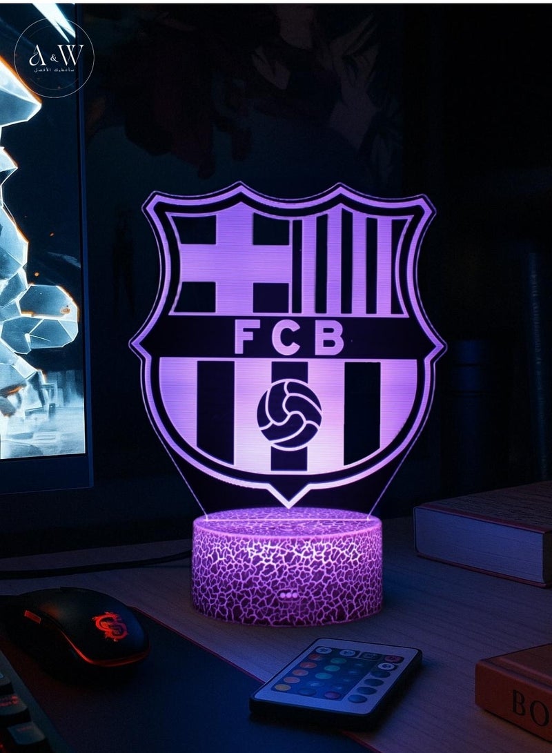A&W Barcelona 3D Night Light, Illusion Lamp, LED Gaming Lights with RGB 16 Color Changing, 4 Dynamic Flashing Modes, 1–24H Timer Off, Remote Control & Touch - Football Fans Gift & Bedroom Decor, Gaming Decor, Room Decoration - Image 2