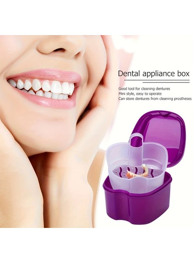 Purple Portable Denture Cleaning Kit with Built In Brush Filter and Plastic Case - Image 4