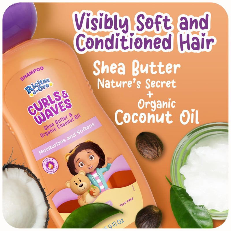 Ricitos de Oro Curls & Waves Shampoo: Defines & Highlights Natural Curls, Moisturizes & Smoothes, Frizz Control, Deep Cleanses Scalp, Baby Shampoo, Ideal for Kids & Toddlers, 16.9 oz, 2-Pack - Image 4