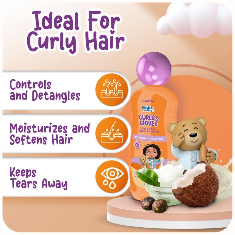 Ricitos de Oro Curls & Waves Shampoo: Defines & Highlights Natural Curls, Moisturizes & Smoothes, Frizz Control, Deep Cleanses Scalp, Baby Shampoo, Ideal for Kids & Toddlers, 16.9 oz, 2-Pack - Image 3