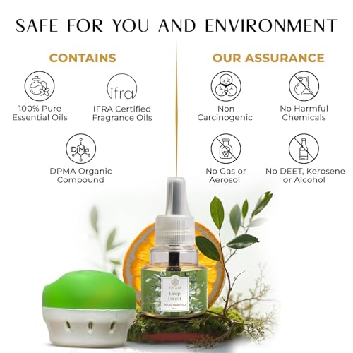 EKAM Plug-In Air Freshener Kit (Machine + 45ml Refill) | Deep Forest Scent | Long-Lasting Aroma for 125 Days / 500 Hours | Ideal for Rooms & Bathrooms - Image 4