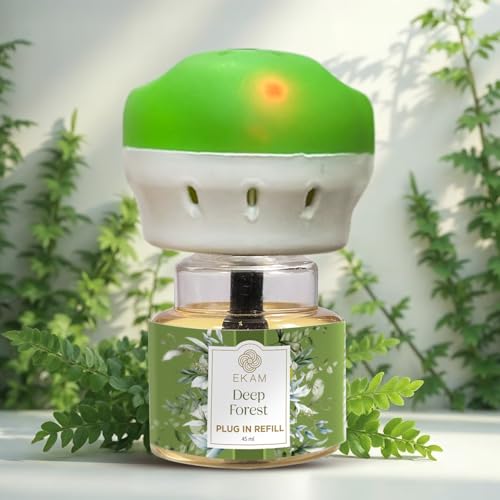 EKAM Plug-In Air Freshener Kit (Machine + 45ml Refill) | Deep Forest Scent | Long-Lasting Aroma for 125 Days / 500 Hours | Ideal for Rooms & Bathrooms - Image 1