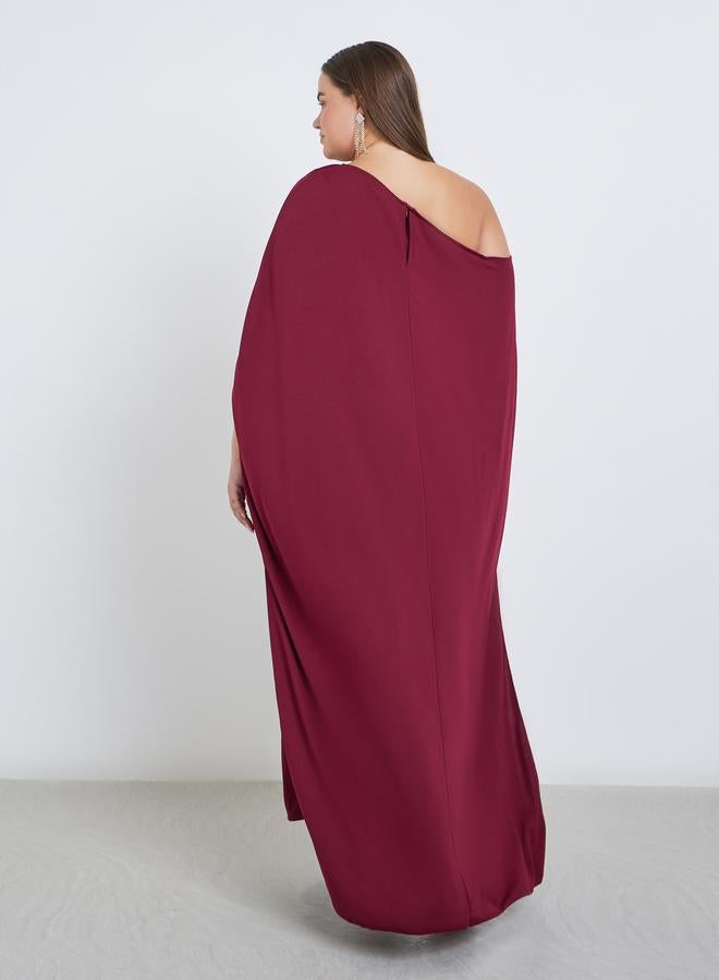 Styli Plus Cape Sleeve Maxi Dress With Front Slit - Image 5