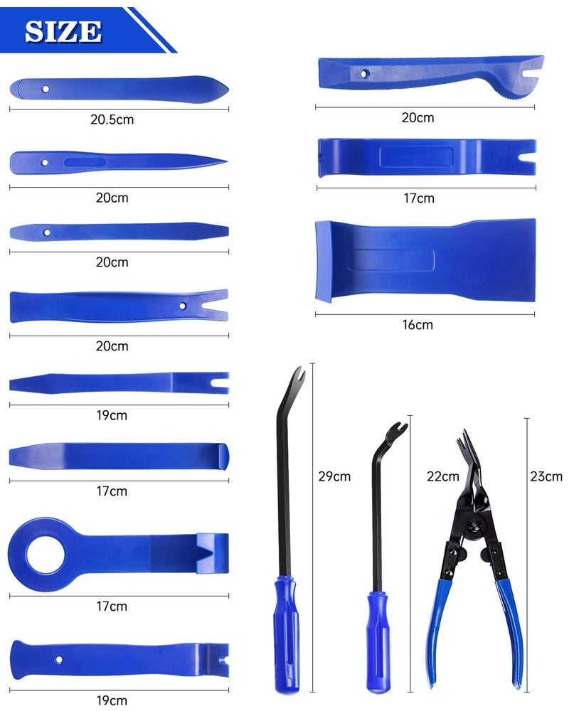 بوراكسي أداة إزالة الحواف من Poraxy 19Pcs، مجموعة أدوات إزالة الزينة للوحة لوحة السيارة الصوتية، لوحة العدادات، مجموعة إزالة المثبتات بمشبك الأوتوماتيك، أداة الحفر البلاستيكية، مجموعة إزالة تنجيد السيارات - Image 1
