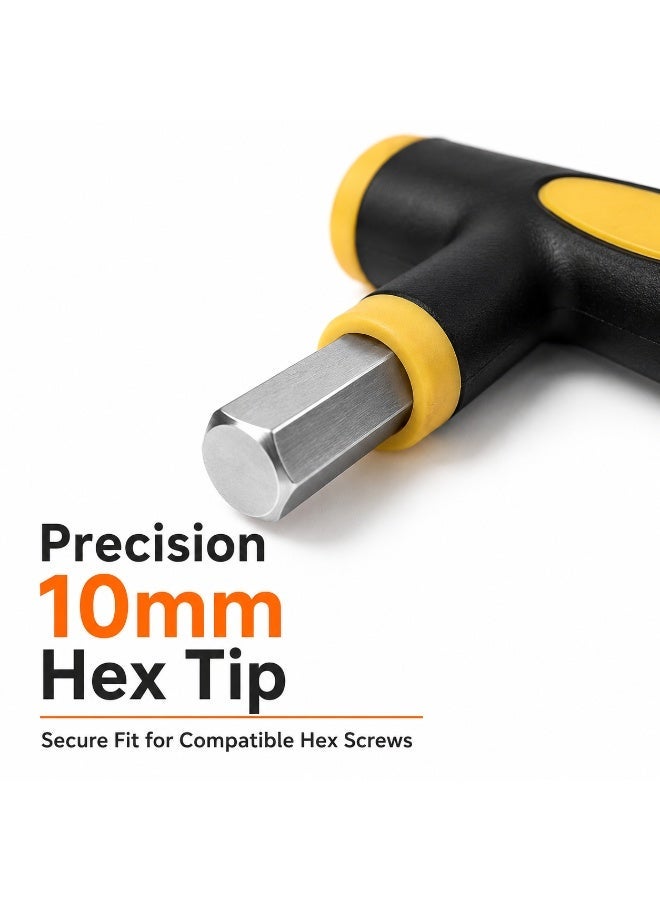 Master Tools 10mm T-Handle Hex Key, 200mm Long Reach Allen Wrench With Black Yellow Comfort Grip Handle For Furniture, Bicycle, DIY Repair & Workshop Use - Image 4