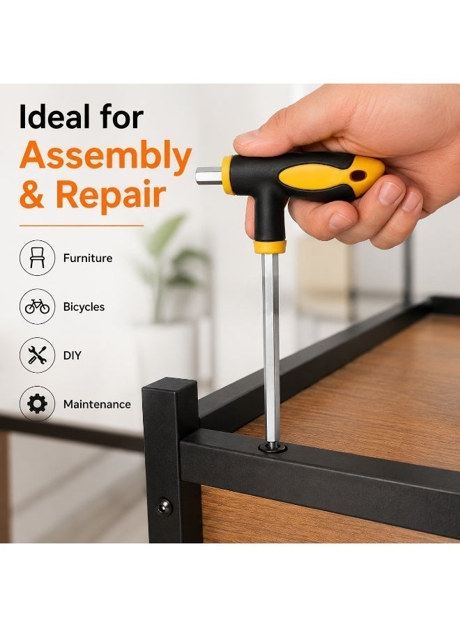 Master Tools 10mm T-Handle Hex Key, 200mm Long Reach Allen Wrench With Black Yellow Comfort Grip Handle For Furniture, Bicycle, DIY Repair & Workshop Use - Image 5