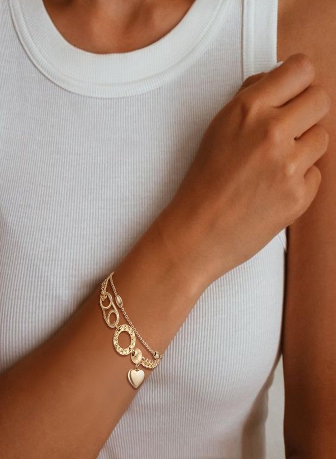 FANZE Dainty Layered Bracelet for Women,Beaded Star Moon Snake Gold Plated Cubiz Zrcon Link Bracelet Adjustable Trendy Jewelry Gift for Holiday - Image 3