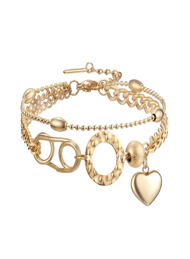 FANZE Dainty Layered Bracelet for Women,Beaded Star Moon Snake Gold Plated Cubiz Zrcon Link Bracelet Adjustable Trendy Jewelry Gift for Holiday - Image 1