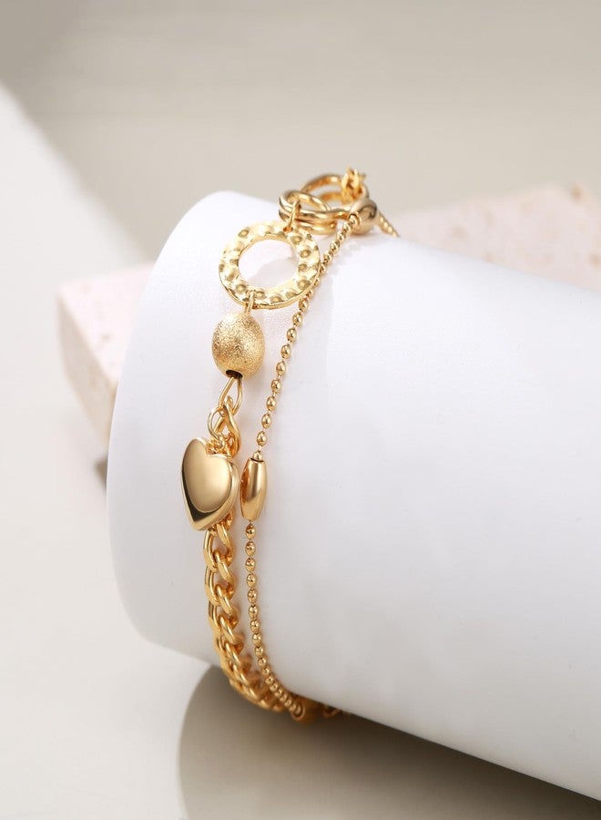 FANZE Dainty Layered Bracelet for Women,Beaded Star Moon Snake Gold Plated Cubiz Zrcon Link Bracelet Adjustable Trendy Jewelry Gift for Holiday - Image 5