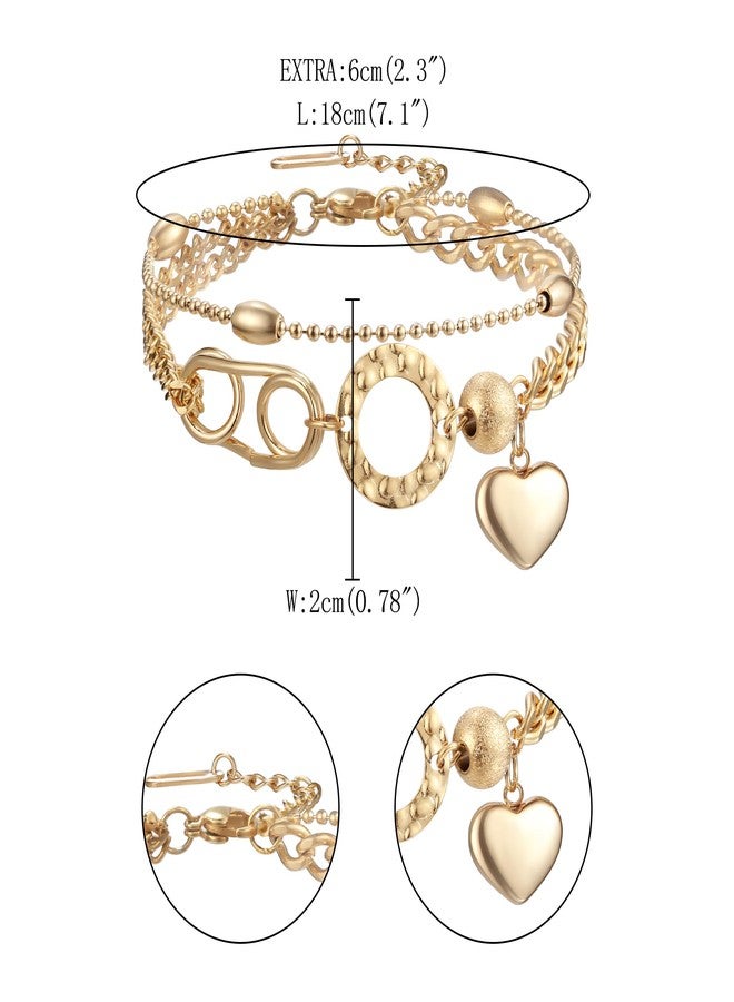 FANZE Dainty Layered Bracelet for Women,Beaded Star Moon Snake Gold Plated Cubiz Zrcon Link Bracelet Adjustable Trendy Jewelry Gift for Holiday - Image 4