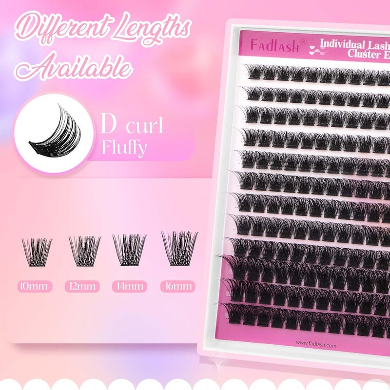 Lash Clusters 10-16mm 144pcs Mixed Tray Individual Lashes D Curl Individual Lashes Cluster Eyelash Extensions DIY Lash Extensions Eyelash Clusters Eyelash Extension Kit at Home (J02-0.07D, 10-16mm) - Image 2