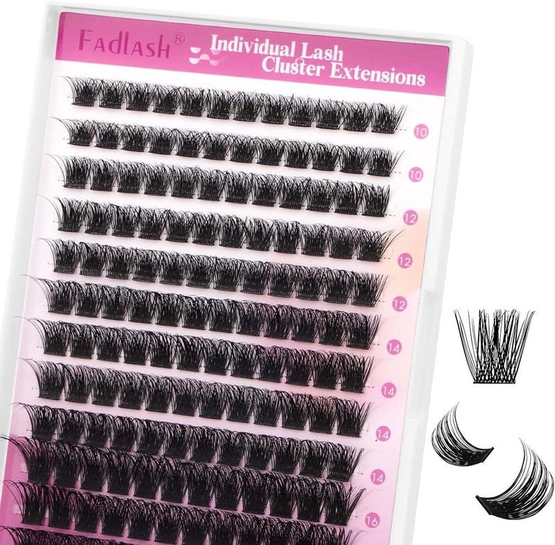 Lash Clusters 10-16mm 144pcs Mixed Tray Individual Lashes D Curl Individual Lashes Cluster Eyelash Extensions DIY Lash Extensions Eyelash Clusters Eyelash Extension Kit at Home (J02-0.07D, 10-16mm) - Image 1