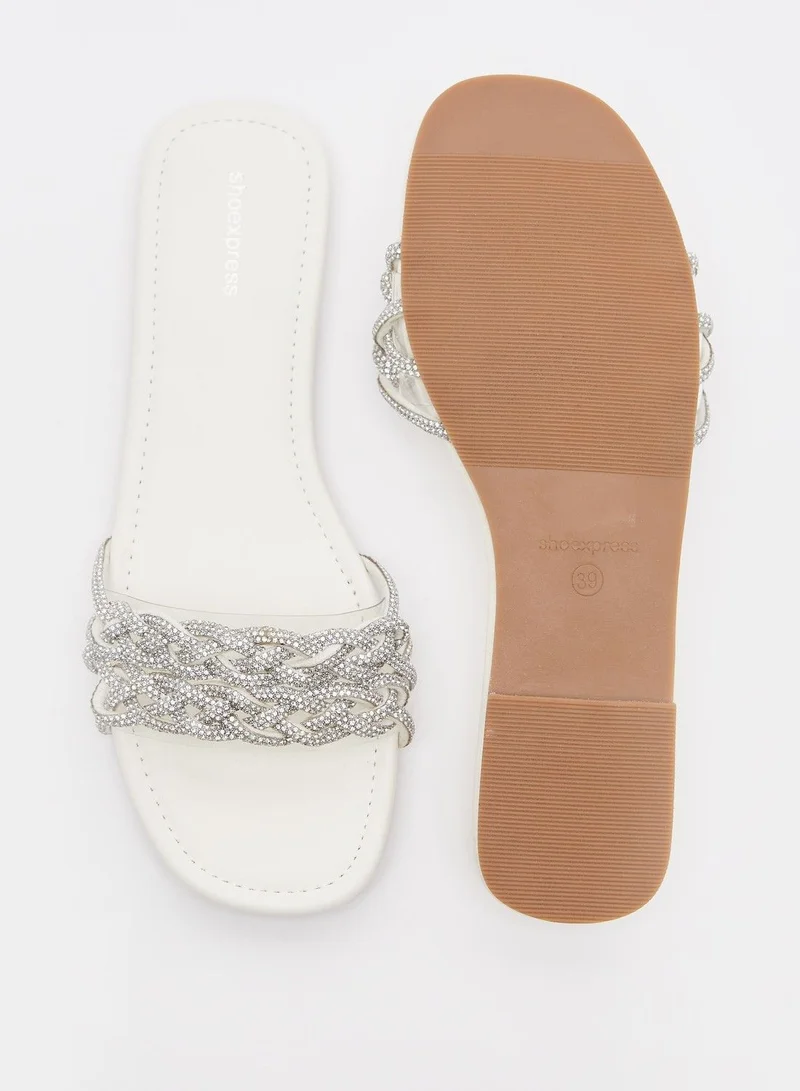 shoexpress Embellished Slip-On Slide Sandals