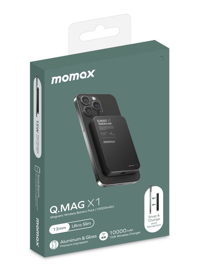 Momax Q.Mag X1 بطارية لاسلكية مغناطيسية 10000 مللي أمبير في الساعة USB-C حتى 20 وات مخرج PD - أسود - Image 5