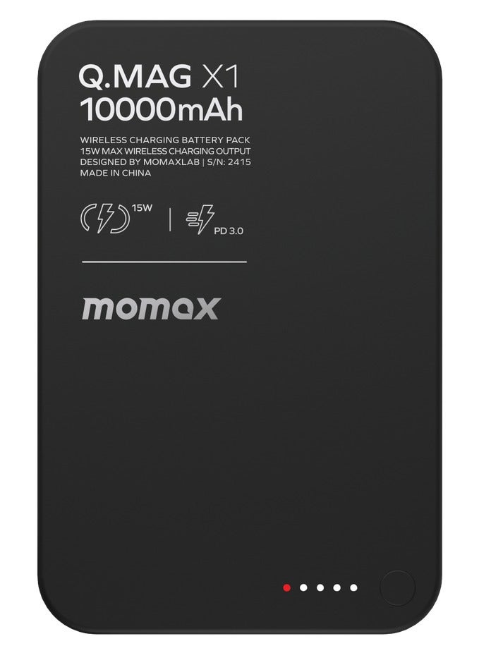 Momax Q.Mag X1 بطارية لاسلكية مغناطيسية 10000 مللي أمبير في الساعة USB-C حتى 20 وات مخرج PD - أسود - Image 2