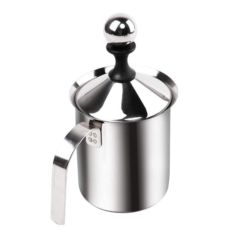 INOBECK Stainless Steel Milk Frother Cream Whipper Metal Cream Dispenser Baking and Beverages Accessory Foam Maker for Hot and Cold Coffee Milk with Double Froth Pump Handle and Lid - Image 2
