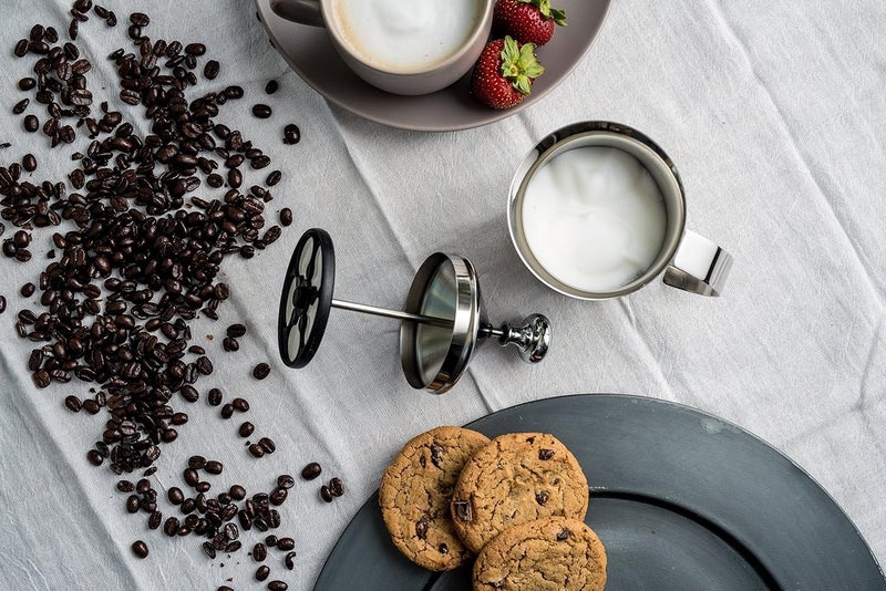 INOBECK Stainless Steel Milk Frother Cream Whipper Metal Cream Dispenser Baking and Beverages Accessory Foam Maker for Hot and Cold Coffee Milk with Double Froth Pump Handle and Lid - Image 5