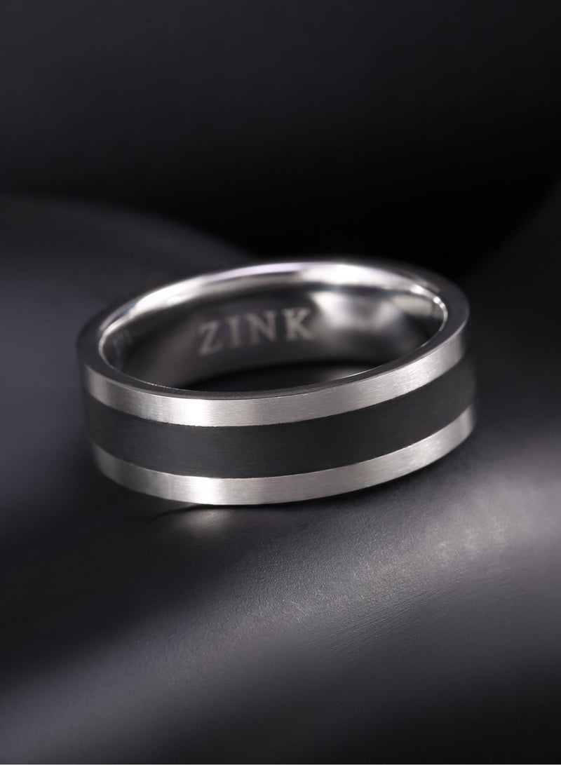 ZINK Men's Silver & Black Stainless Steel Ring | ZJRG002SMB-21 - Image 3