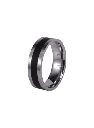 ZINK Men's Silver & Black Stainless Steel Ring | ZJRG002SMB-21