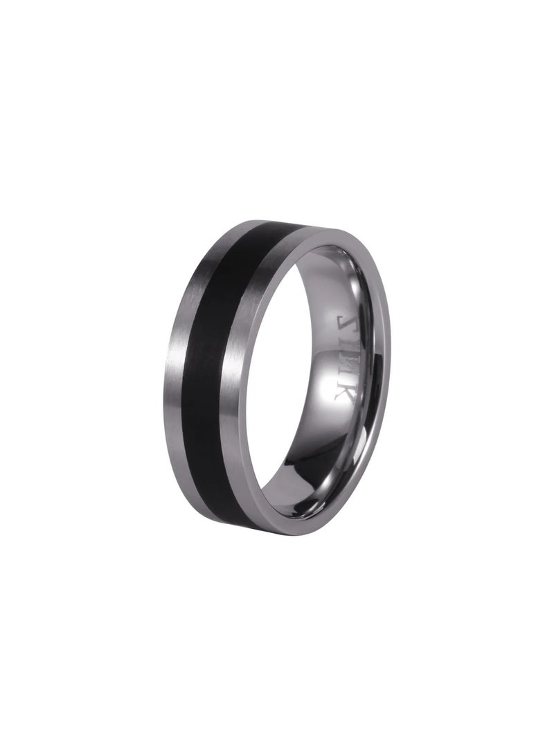 ZINK Men's Silver & Black Stainless Steel Ring | ZJRG002SMB-21 - Image 1