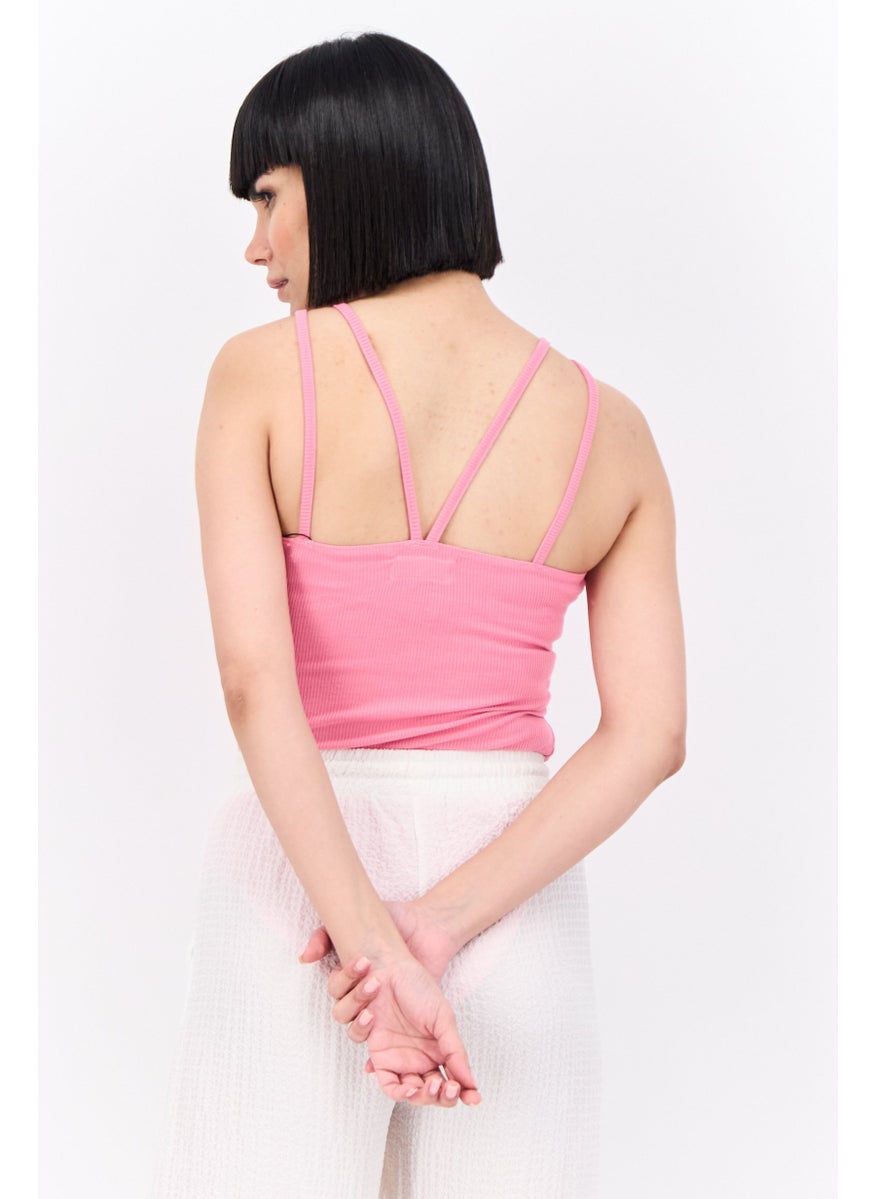 Lefties Women Ribbed Sleeveless Bodysuit, Pink  - Image 3