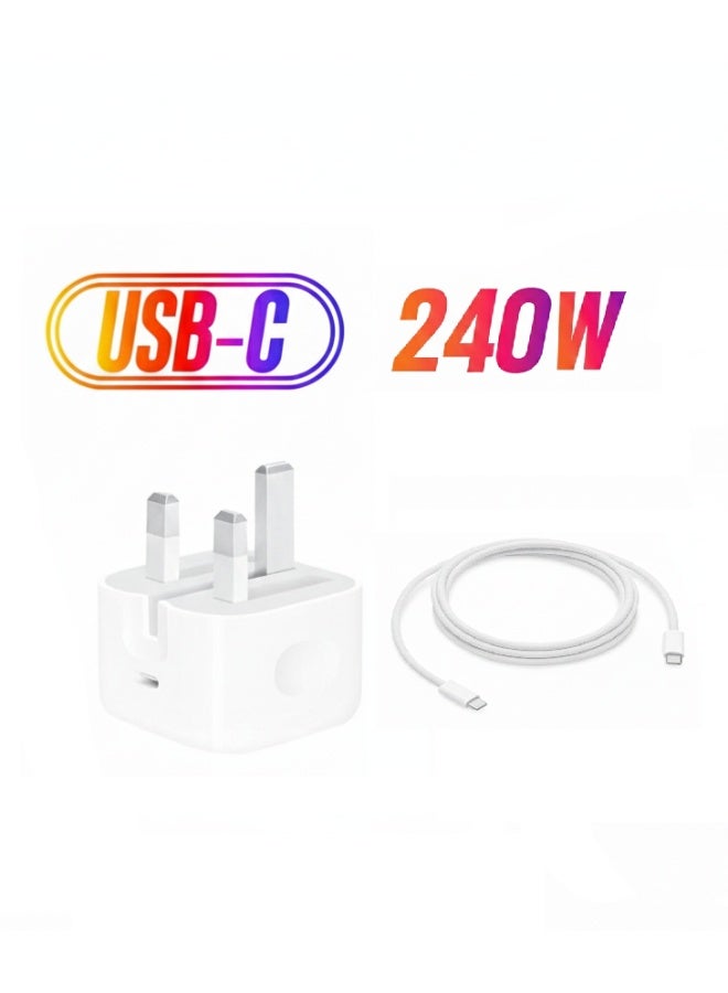 Apple 40W USB‑C Dynamic Power Adapter (60W Peak) with 2M 240W USB‑C to USB‑C Charging Cable – White - Image 1