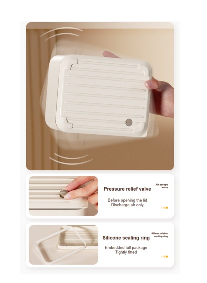 General 304 stainless steel, food storage box, lunch box, office lunch box suitable for microwave heating, portable and convenient lunch box set gift, multifunctional, clean, beautiful, hygienic, washable, sealed, non-taint - beige - delivery tableware + thermal bag  - Image 4