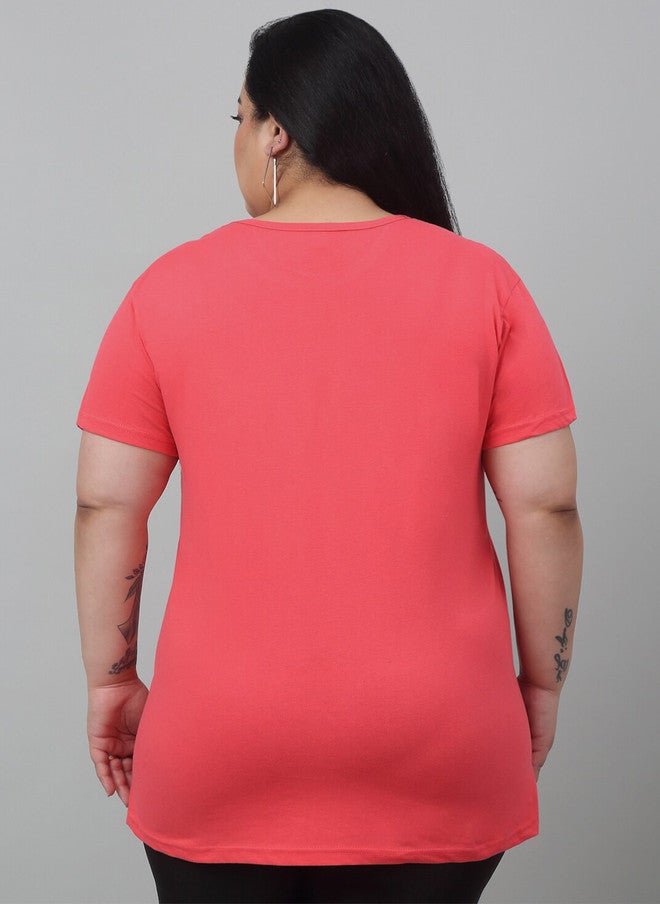 Trend Level Plus Size Round Neck Typography Cotton T-shirt - Image 4
