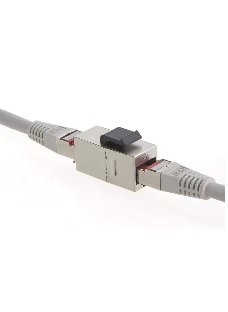 DKURVE DKURVE® Ethernet CAT6 Keystone Coupler, FTP Shielded RJ45 Network Cable Female to Female Insert Inline Coupler Jack - Silver (PACK OF 2)  - Image 3