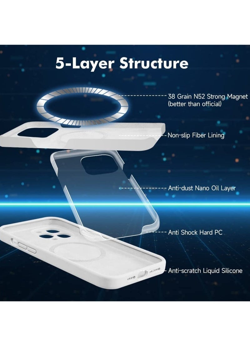 Raxoom iPhone 14 Pro Max + 2 Pack Tempered Glass Screen Protector Magsafe Case Silicone Phone Case with Microfiber Lining for iPhone 14 Pro Max 6.7 inch 2022,White - Image 3