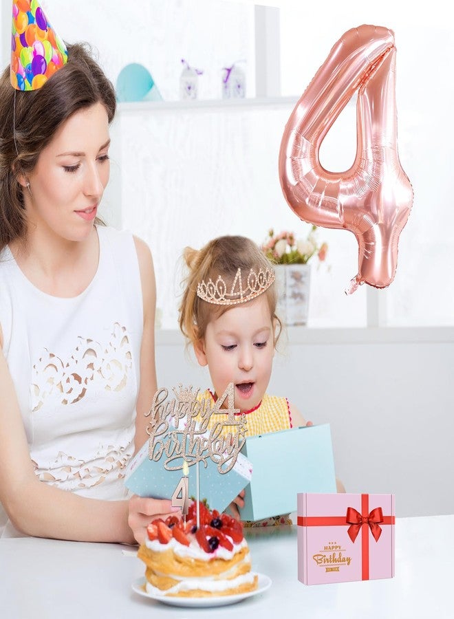 YeohJoy 4th Birthday Decorations for Girls, Including 4th Birthday Sash and Tiara, 4th Birthday Candles and Cake Toppers, Rose Gold 4 Balloons, 4th Birthday Gifts for Girls 4 Birthday - Image 5