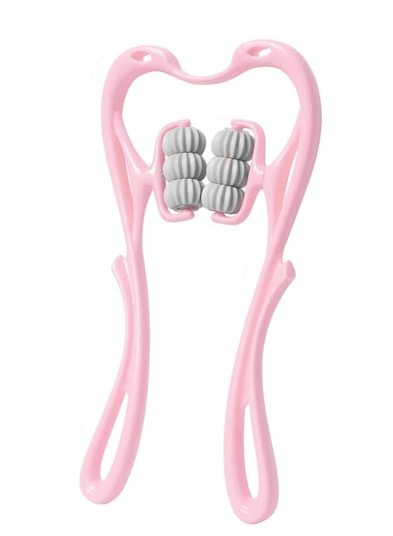 Cool Baby COOLBABY Neck Massager Roller with 6 Massage Balls, Deep Tissue Trigger Point Massage Tool for Pain Relief in Neck, Shoulders, Back, Waist, and Legs, Handheld Muscle Relaxer (Pink) - Image 1