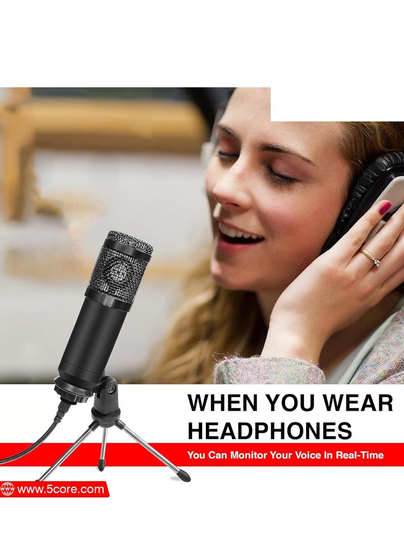 Generic - USB Microphone Condenser Mic for Computer Gaming Podcast Tripod Stand Kit Streaming Recording Vocals Voice Cardioids Studio Microphone - Image 1