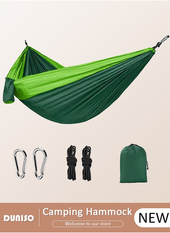 DUNISO Camping Hammock, Outdoor Camping Hammocks, Portable Carrying Bag with 2 Hanging Straps, Hammocks with 210T Nylon Parachute, Portable Lightweight Hammock  - Image 1