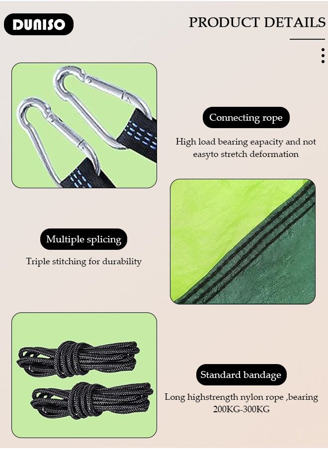 DUNISO Camping Hammock, Outdoor Camping Hammocks, Portable Carrying Bag with 2 Hanging Straps, Hammocks with 210T Nylon Parachute, Portable Lightweight Hammock  - Image 2