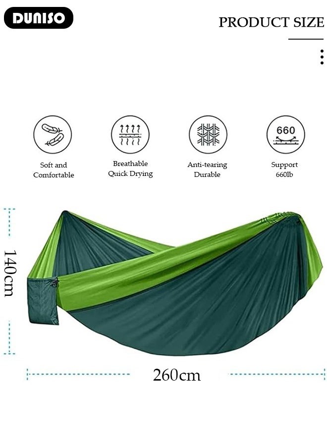DUNISO Camping Hammock, Outdoor Camping Hammocks, Portable Carrying Bag with 2 Hanging Straps, Hammocks with 210T Nylon Parachute, Portable Lightweight Hammock  - Image 4