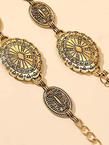 TOPACC Western Metal Oval Concho Chain Belt for Women Gold Country Cowgirl Belt for Dresses Jeans - Image 2
