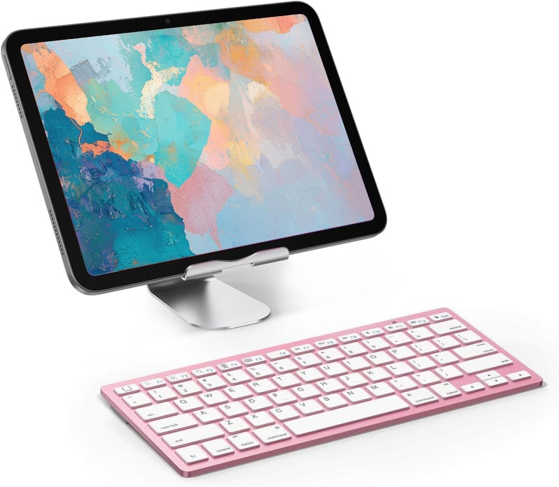 Omoton Ultra-Slim Bluetooth Keyboard for iPad 11th/10th/9th/8th/7th, iPad Pro/Air/Mini and iPhone Series, Wireless iOS Keyboard with 12 Multimedia Keys for Office, Home, Travel, School, Rose Gold - Image 2