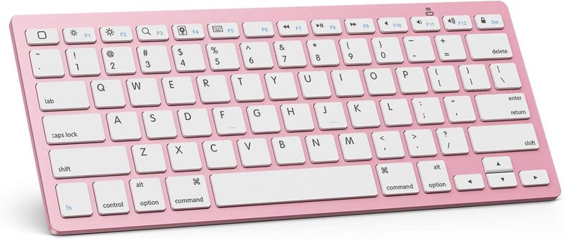 Omoton Ultra-Slim Bluetooth Keyboard for iPad 11th/10th/9th/8th/7th, iPad Pro/Air/Mini and iPhone Series, Wireless iOS Keyboard with 12 Multimedia Keys for Office, Home, Travel, School, Rose Gold - Image 1