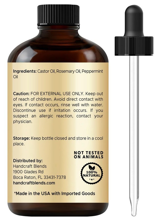 handcraft Blends - Handcraft Blends Castor Oil with Rosemary and Peppermint Oil in Glass Bottle - 2 Fl Oz - 100% Pure and Natural - Premium Grade Oil for Hair Growth, Eyelashes and Eyebrows - Image 1