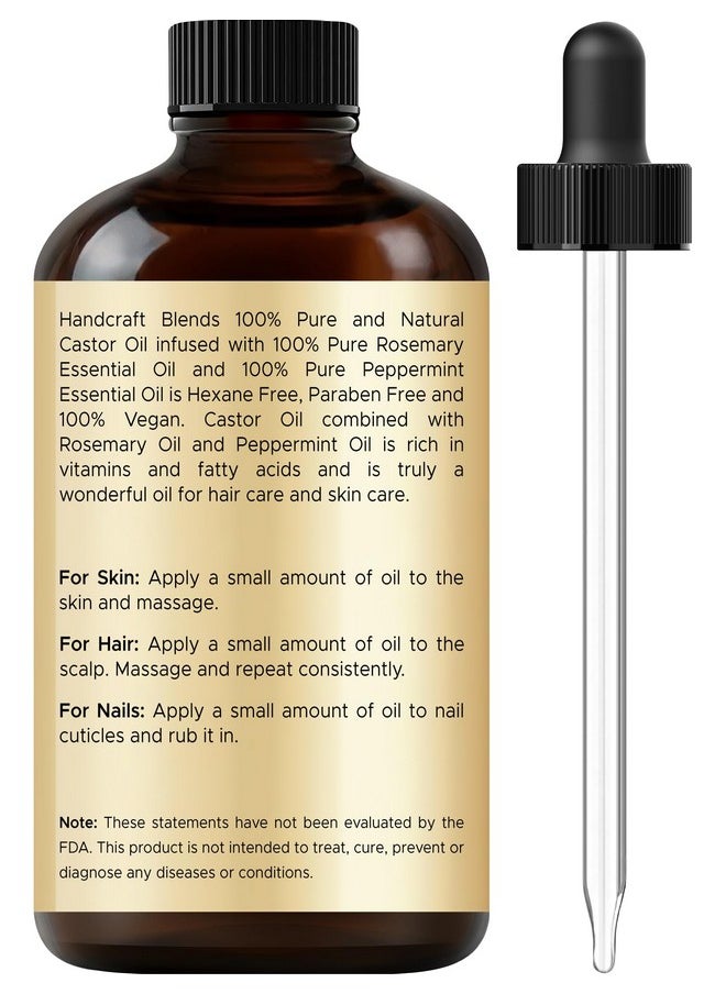 handcraft Blends - Handcraft Blends Castor Oil with Rosemary and Peppermint Oil in Glass Bottle - 2 Fl Oz - 100% Pure and Natural - Premium Grade Oil for Hair Growth, Eyelashes and Eyebrows - Image 1