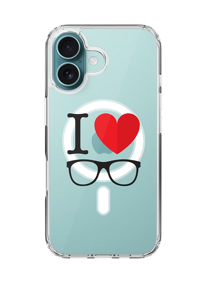 Stylizedd For iPhone 16 Case [Compatible with MagSafe] Slim Magnetic cover Clear Phone Case - I Love Glasses - Image 1
