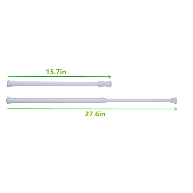 qinsou Tension Rods, 4 Pack 15.7-28 Inches Adjustable Spring Steel Cupboard Bars Tension Curtain Rod Shower Rod Extendable Width - Image 2