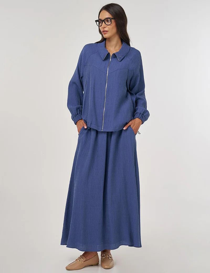 Kayra Lyocell Skirt Set Indigo