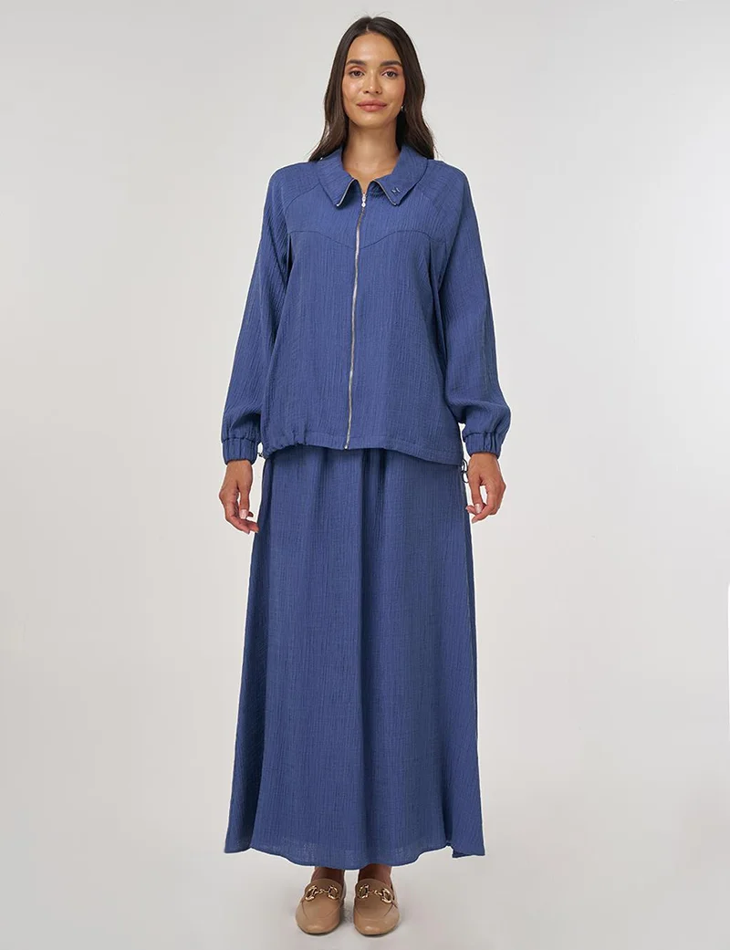 Kayra Lyocell Skirt Set Indigo