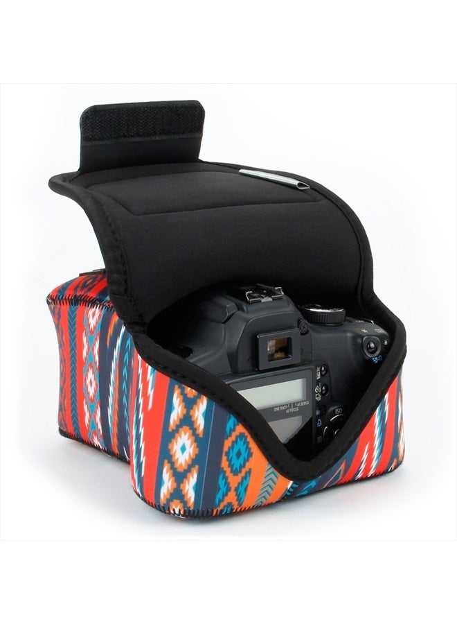 USA Gear غطاء كاميرا DSLR مع حماية نيونبرين، حلقة حزام وحفظ ملحقات - متوافق مع كانون EOS Rebel T7، 850D، 250D، SL3، R7، نيكون D3500، D5600، وأكثر (جنوب غرب) - Image 1