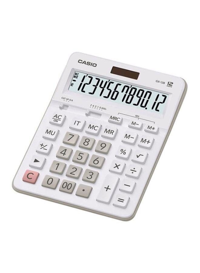 آلة حاسبة محمولة بحجم صغير طراز GX-12B-WE-W-DC أبيض