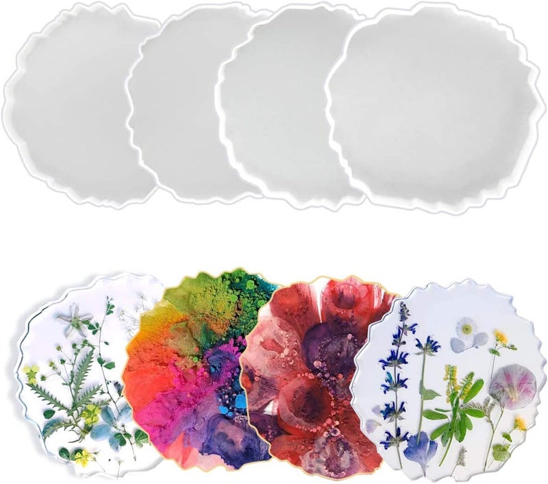 AmigozZ(Size 5.4inch/13cm) Resin Coaster Moulds,Silicone Moulds for Resin Casting,Silicone Agate Coaster Moulds for Making Resin Geode,Agate Slice Coasters,Cup Mats,Home Decoration-(1pc) - Image 4