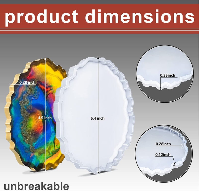 AmigozZ(Size 5.4inch/13cm) Resin Coaster Moulds,Silicone Moulds for Resin Casting,Silicone Agate Coaster Moulds for Making Resin Geode,Agate Slice Coasters,Cup Mats,Home Decoration-(1pc) - Image 2